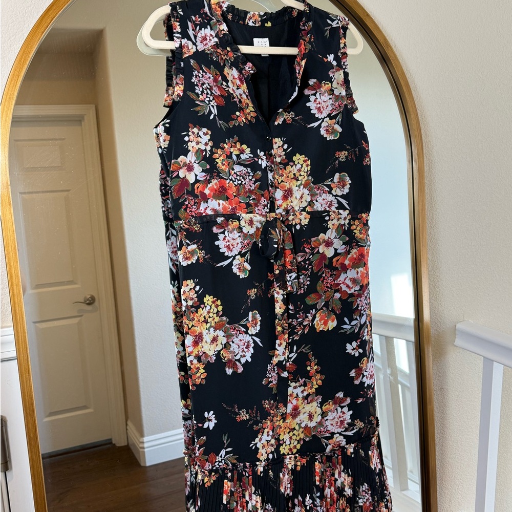 Black Ruffled Tiered Midi Sundress with Collar for Wedding Guest